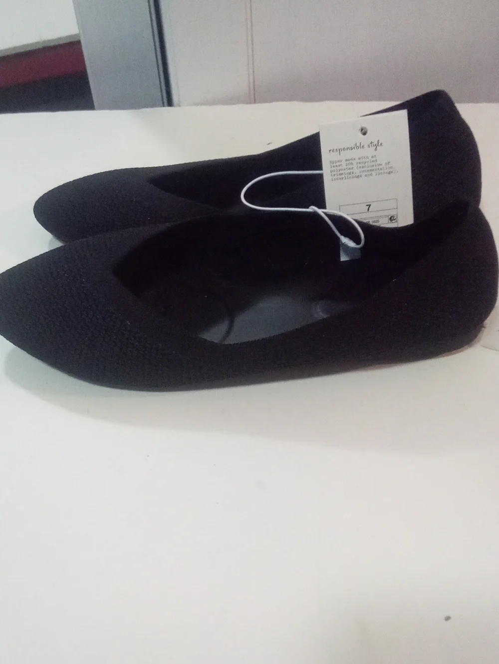 A New Day Black Knit Pointed-Toe Flats